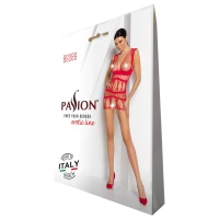 Бодістокінг-сукня Passion BS089 red, міні, плетіння у вигляді павутини — Переглянути зображення 8