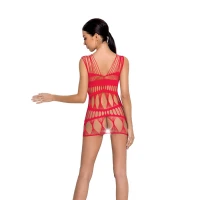 Бодістокінг-сукня Passion BS089 red, міні, плетіння у вигляді павутини — Переглянути зображення 2