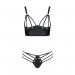 Комплект з екошкіри Passion MALWIA BIKINI 4XL/5XL black, з люверсами та ремінцями, бра, трусики