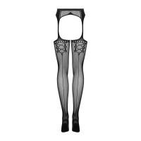 Сетчатые чулки-стокинги со стрелкой Obsessive Garter stockings S314 S/M/L, черные, имитация гартеров Сетчатые чулки-стокинги со стрелкой Obsessive Garter stockings S314 S/M/L, черные, имитация гартеров