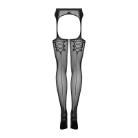 Сітчасті панчохи-стокінги зі стрілкою Obsessive Garter stockings S314 S/M/L, чорні, імітація гартері — Просмотреть изображение 6