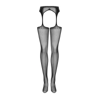 Сітчасті панчохи-стокінги зі стрілкою Obsessive Garter stockings S314 S/M/L, чорні, імітація гартері — Просмотреть изображение 5