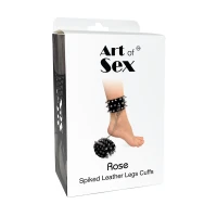 Поножі з шипами з натуральної шкіри Art of Sex, колір чорний — Просмотреть изображение 4