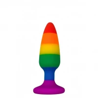 Силіконова анальна пробка Wooomy Hiperloo Silicone Rainbow Plug S, діаметр 2,4 см, довжина 9 см — Переглянути зображення 1
