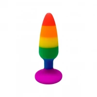 Силіконова анальна пробка Wooomy Hiperloo Silicone Rainbow Plug S, діаметр 2,4 см, довжина 9 см — Переглянути зображення 2