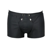Чоловічі шкіряні боксери з клапаном Passion 050 SHORT PATRICK S/M Black — Переглянути зображення 5