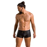 Чоловічі шкіряні боксери з клапаном Passion 050 SHORT PATRICK S/M Black — Переглянути зображення 3