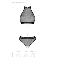 Білизна з відкритим доступом Passion MOONLIGHT SET XXL/XXXL black, топ, стрінги — Переглянути зображення 5