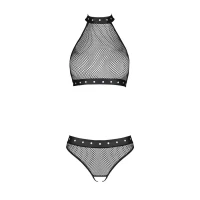 Білизна з відкритим доступом Passion MOONLIGHT SET XXL/XXXL black, топ, стрінги — Переглянути зображення 3