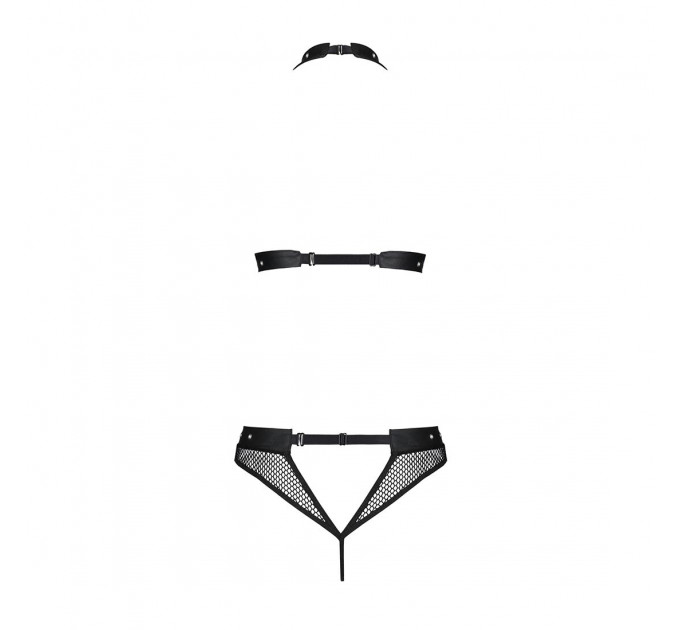 Білизна з відкритим доступом Passion MOONLIGHT SET XXL/XXXL black, топ, стрінги