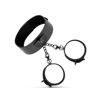 Наручники з нашийником Bedroom Fantasies: Collar &amp; Wrist Cuffs, чорні — Переглянути зображення 1