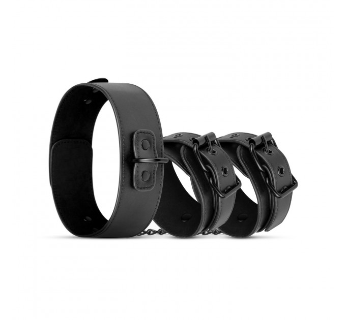 Наручники з нашийником Bedroom Fantasies: Collar & Wrist Cuffs, чорні