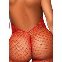 Эротический сетчатый бодистокинг Leg Avenue Racer neck bodystocking Red