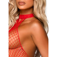 Эротический сетчатый бодистокинг Leg Avenue Racer neck bodystocking Red