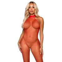 Еротичний сітчастий бодістокінг Leg Avenue Racer neck bodystocking Red — Переглянути зображення 1