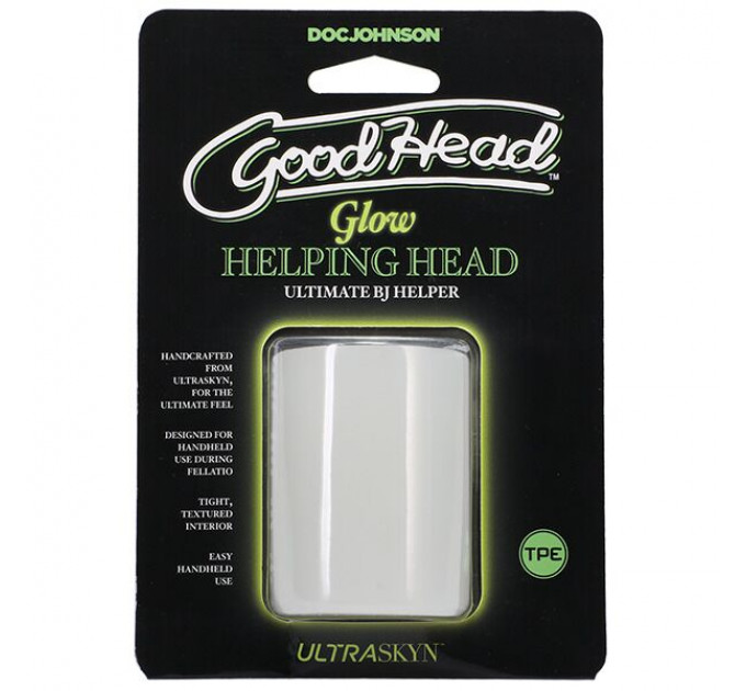 Мастурбатор Doc Johnson GoodHead Glow Helping Head, наскрізний, світиться в темряві