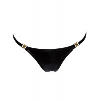 Трусики з мокрим ефектом Noir Handmade P008 Powerwetlook panty with gold clasp, L, на застібках
