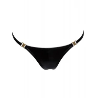 Трусики з мокрим ефектом Noir Handmade P008 Powerwetlook panty with gold clasp, L, на застібках — Переглянути зображення 4