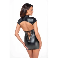 Сукня Noir Handmade F309 Fantasy, XXL, black, міні, під латекс, короткий рукав, шнурівка ззаду — Просмотреть изображение 3