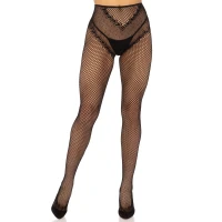Стрип-колготки Leg Avenue Crotchless Net Tights with Heart Backseam, One Size, чорні, з доступом — Переглянути зображення 6