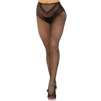 Стрип-колготки Leg Avenue Crotchless Net Tights with Heart Backseam, One Size, чорні, з доступом — Переглянути зображення 2