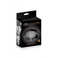 Кляп із силіконовою кулькою Fetish Tentation Premium Leather gag with silicone ball Black, шкіра — Переглянути зображення 2