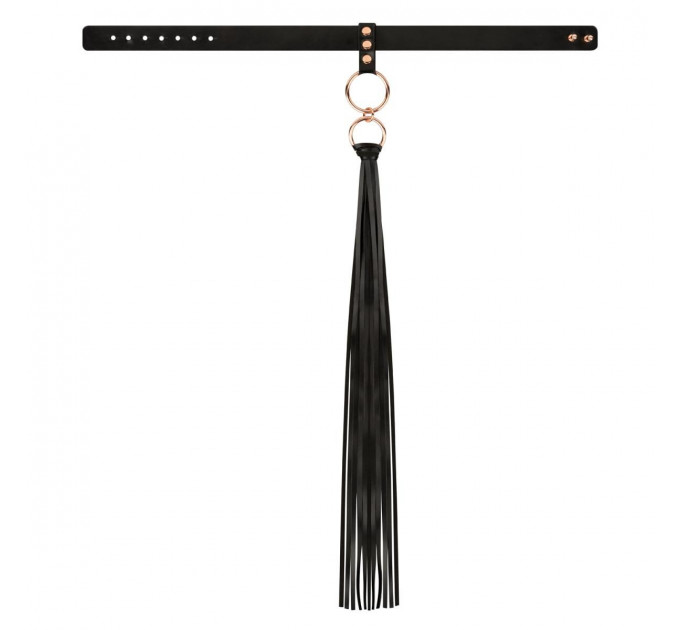 Нашийник с флогером Rosy Gold - Collar with Flogger - Black