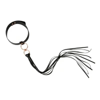Нашийник с флогером Rosy Gold - Collar with Flogger - Black — Просмотреть изображение 3