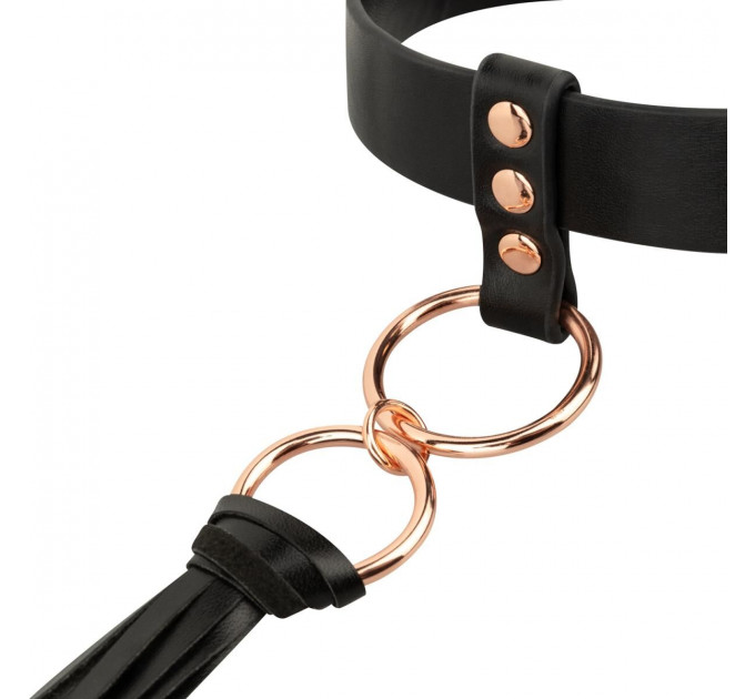 Нашийник с флогером Rosy Gold - Collar with Flogger - Black