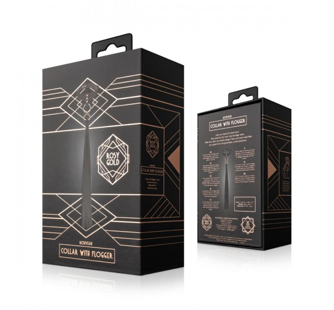 Нашийник с флогером Rosy Gold - Collar with Flogger - Black