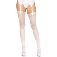 Панчохи Leg Avenue Daisy Dot Fishnet Stockings One Size White — Переглянути зображення 1