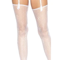 Панчохи Leg Avenue Daisy Dot Fishnet Stockings One Size White — Переглянути зображення 2
