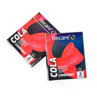 Презервативи Holographic Recare Cola Dotted&Ribbed Condoms 3 шт, з пухирцями і ребрами, аромат: Кола
