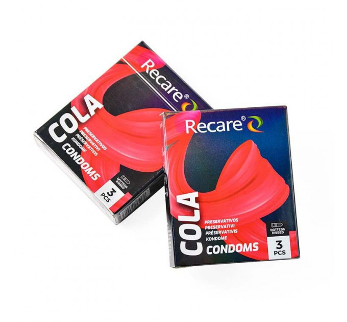 Презервативи Holographic Recare Cola Dotted&Ribbed Condoms 3 шт, з пухирцями і ребрами, аромат: Кола