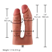 Подвійний фалоімітатор для секс-машин Hismith Silicone Double Penetrator Dildo, система KlicLok — Переглянути зображення 2