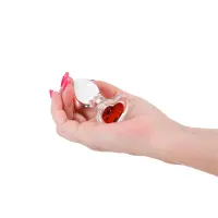 Скляна анальна пробка NS Novelties Crystal - Desires - Red Heart - Small — Переглянути зображення 2