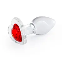 Скляна анальна пробка NS Novelties Crystal - Desires - Red Heart - Small — Переглянути зображення 1