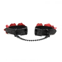 Наручники Liebe Seele Flower Rhythm - Black and Red Leather Flowers Hand Cuffs — Переглянути зображення 3