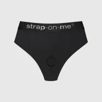 Трусики-бразиліана з фіксацією дилдо Strap-On-Me Harness Lingerie Idole – L – Black, високі — Переглянути зображення 1