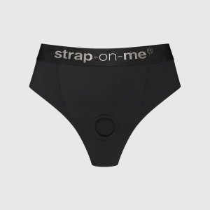Трусики-бразиліана з фіксацією дилдо Strap-On-Me Harness Lingerie Idole – L – Black, високі