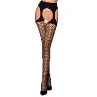 Еротичні колготки Passion TIOPEN 004 1/2 (fishnet 40 den), nero, імітація панчох і пояса — Переглянути зображення 1