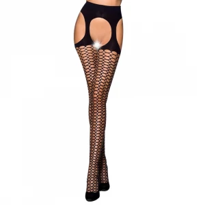 Еротичні колготки Passion TIOPEN 004 1/2 (fishnet 40 den), nero, імітація панчох і пояса
