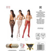 Колготки-бодістокінги Passion S012 One Size, Black, імітація панчіх, пояса та мереживних трусиків — Переглянути зображення 8