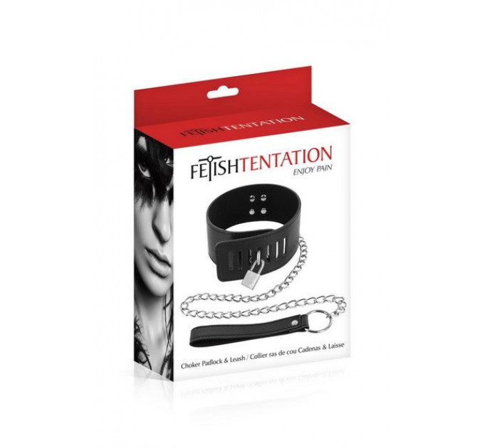Нашийник з повідцем Fetish Tentation Padlock and Leash