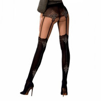 Колготки с эффектом чулок на подвязках Passion TI112 3/4 (60/20 den), nero-gold