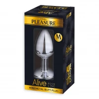Металева анальна пробка з кристалом Alive Mini Metal Butt Plug White M — Переглянути зображення 2