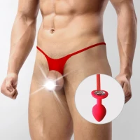 Чоловічі труси XS-2XL із силіконовою анальною пробкою Art of Sex - Joni plug panties size S Red — Переглянути зображення 1