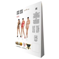 Бодістокінг-сукня Passion BS089 white, міні, плетіння у вигляді павутини — Переглянути зображення 7