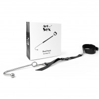 Анальный крюк 1 с ошейником из натуральной кожи Art of Sex - Anal hook, Черный