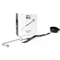 Анальний гак 1 із нашийником з натуральної шкіри Art of Sex - Anal hook, Чорний — Просмотреть изображение 3